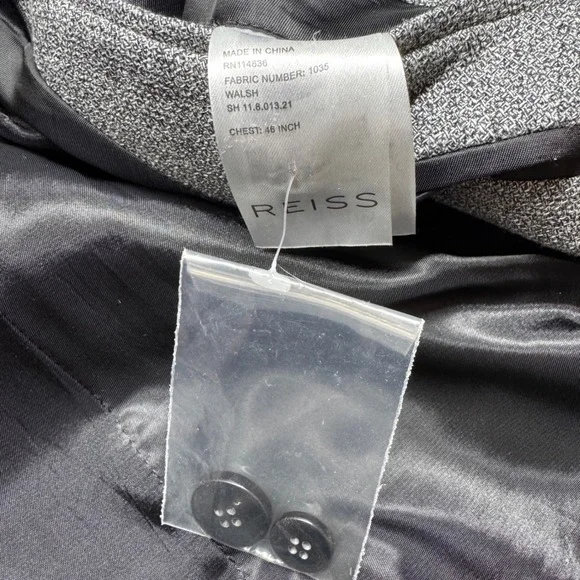 Reiss Mens Grey Wool Cotton Linen Blend Blazer Sport Coat Jacket 46